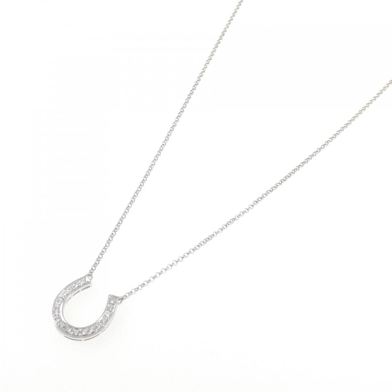 K18WG ホースシュー ダイヤモンド ネックレス 0.10CT