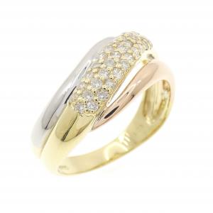 K18YG/PT900/K18PG パヴェ ダイヤモンド リング 0.30CT