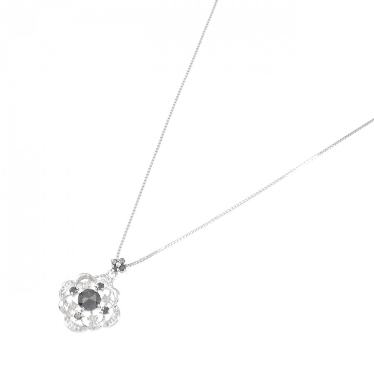 K18WG/K10WG フラワー ダイヤモンド ネックレス 0.20CT
