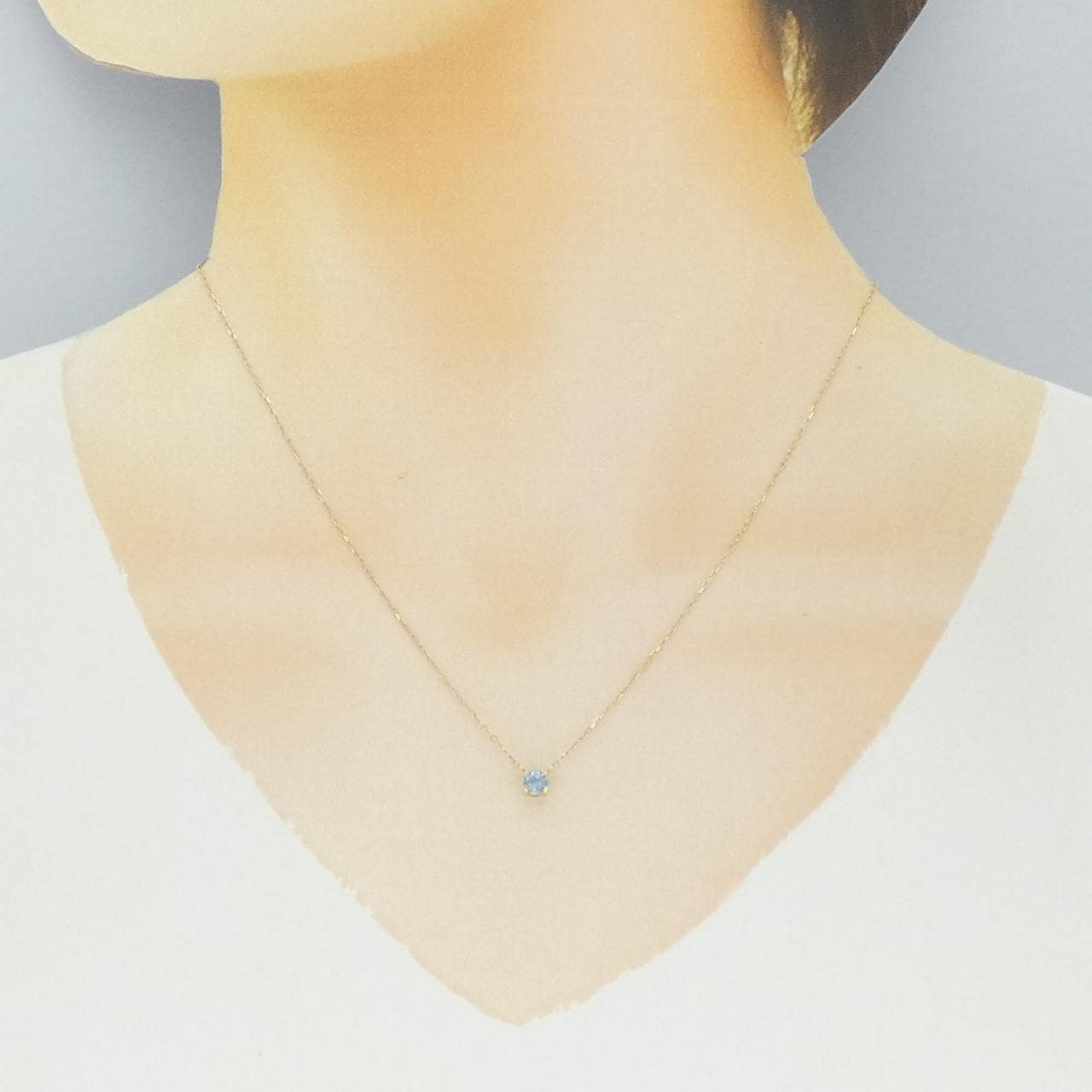 K18YG アクアマリン ネックレス 0.24CT