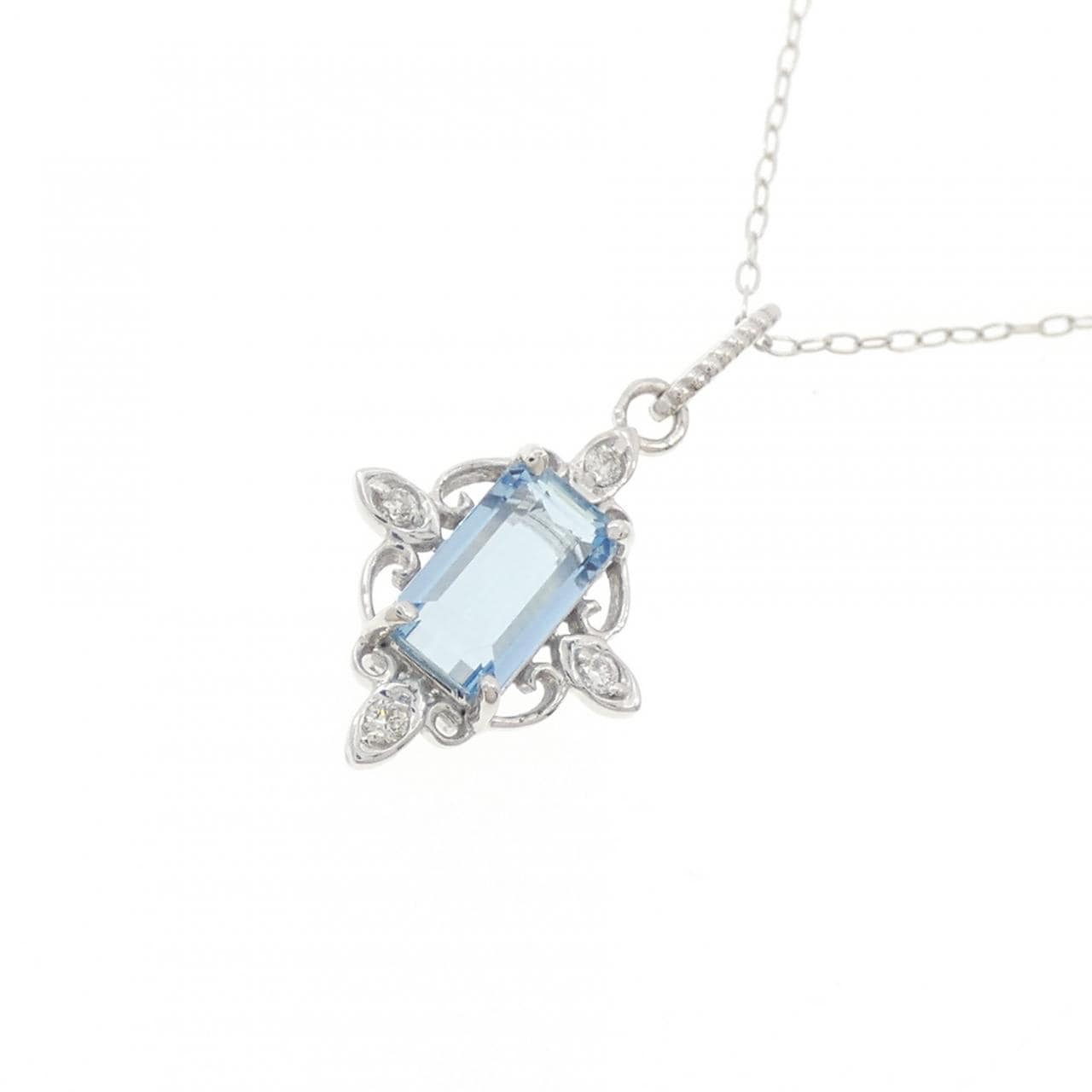 K18WG アクアマリン ネックレス 0.57CT