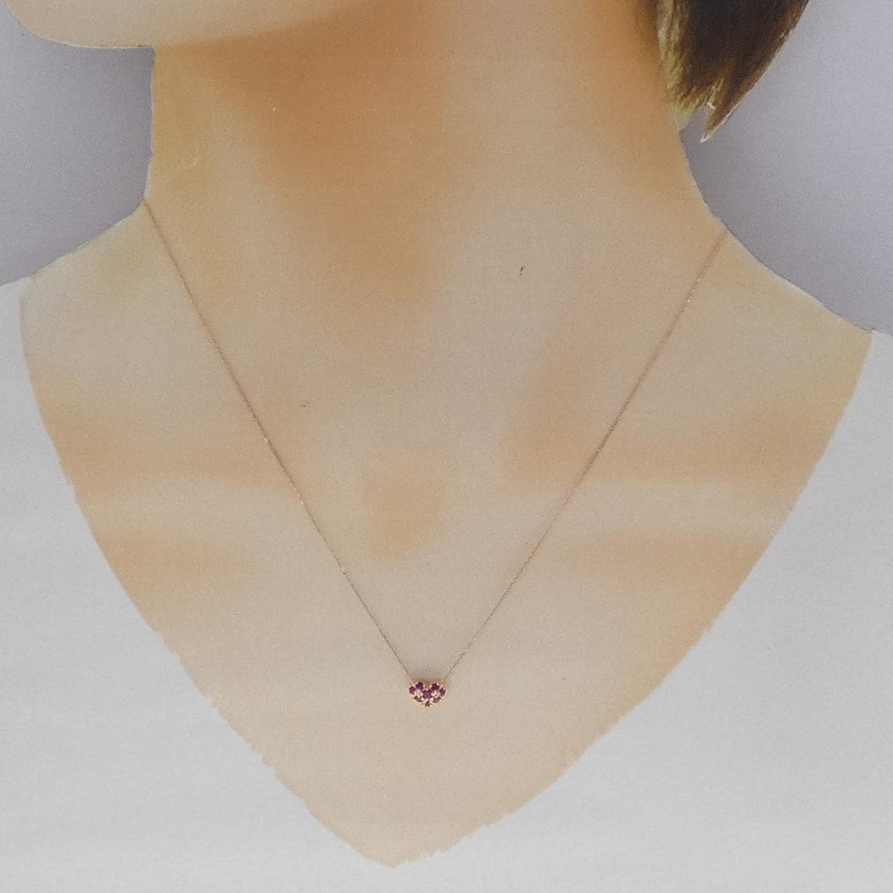 K10PG ルビー ハート ネックレス