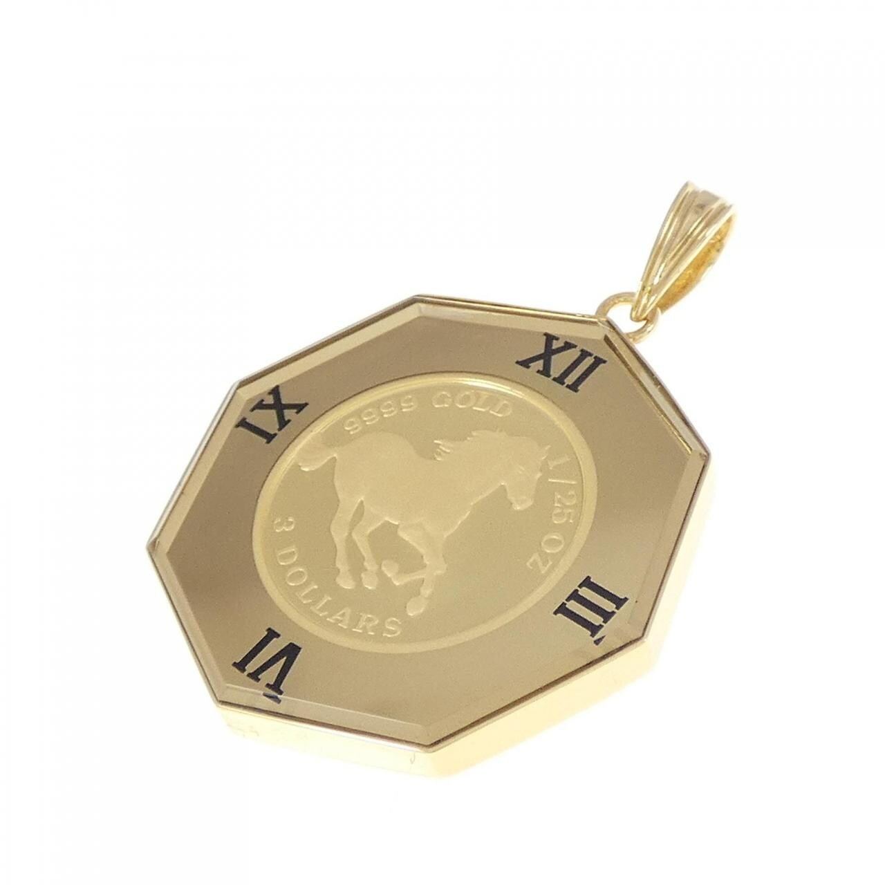 [BRAND NEW] K18YG frame coin pendant