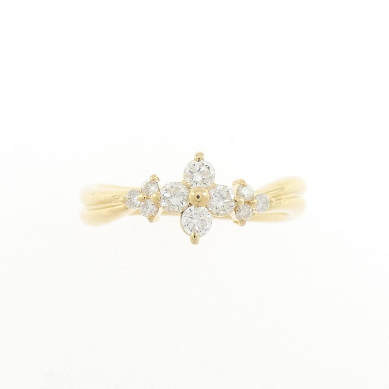 K18YG フラワー ダイヤモンド リング 0.30CT