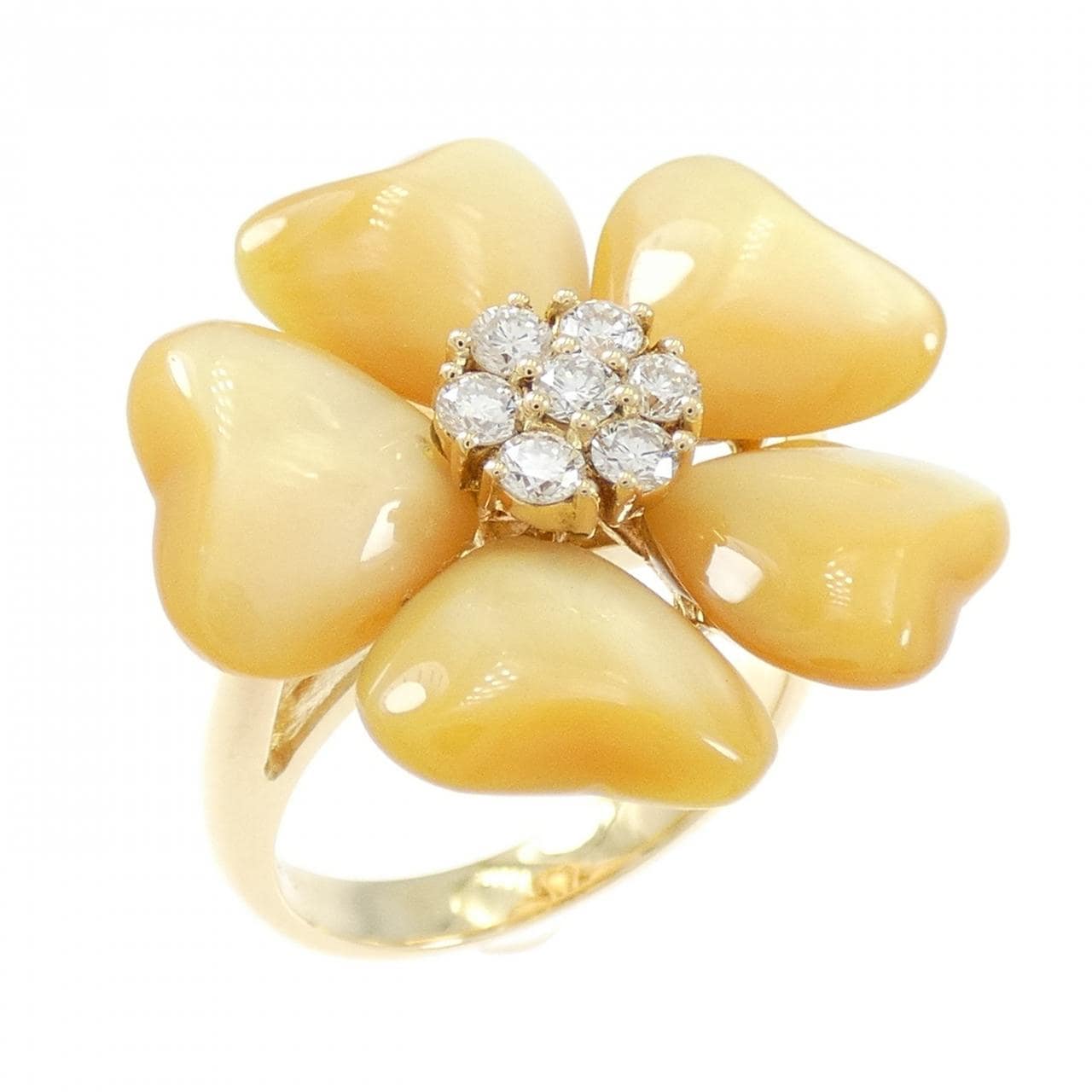 K18YG フラワー マザーオブパール リング