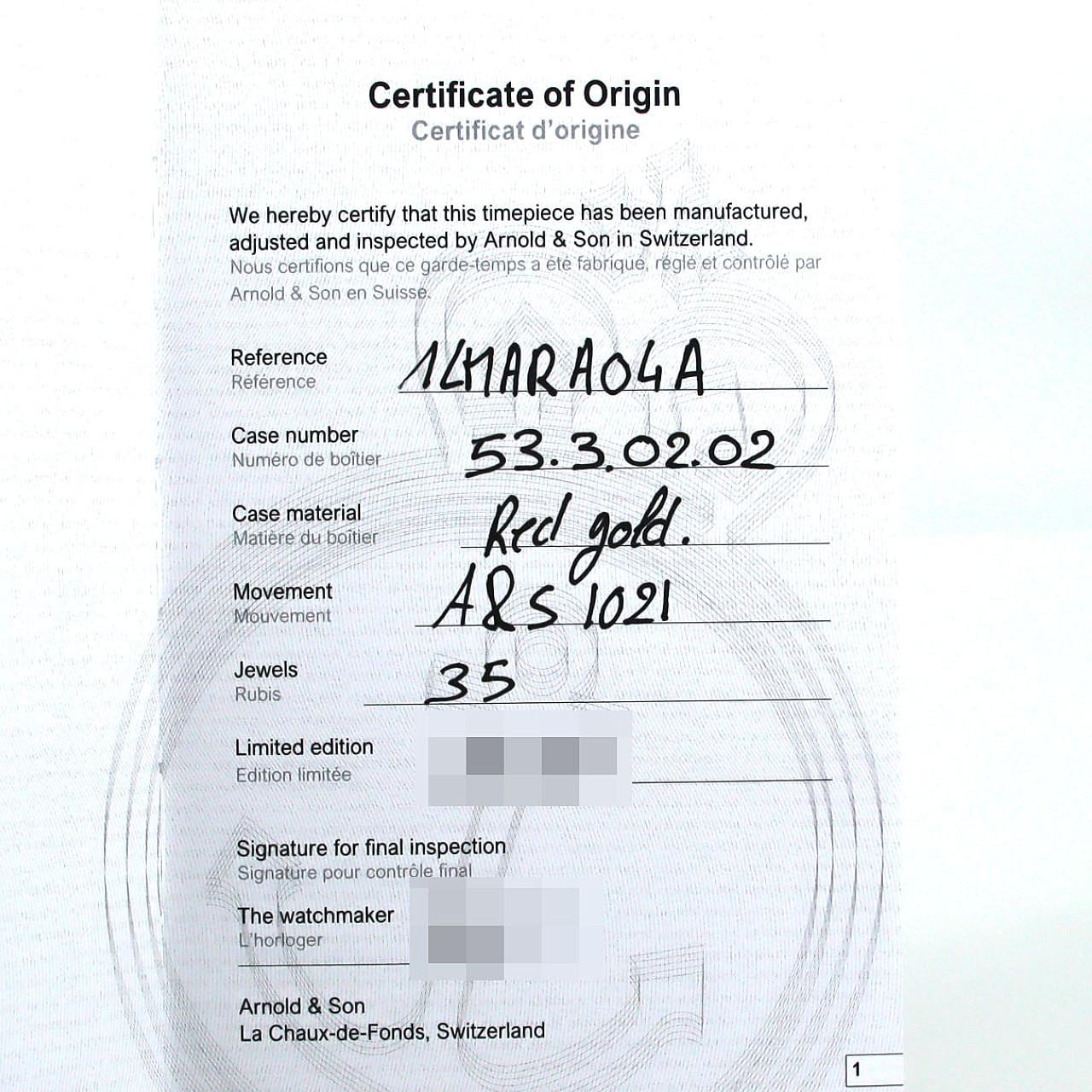 Arnold & Son Luna Magna RG LIMITED ILMAR.A04A.C211A PG/RG手动上弦