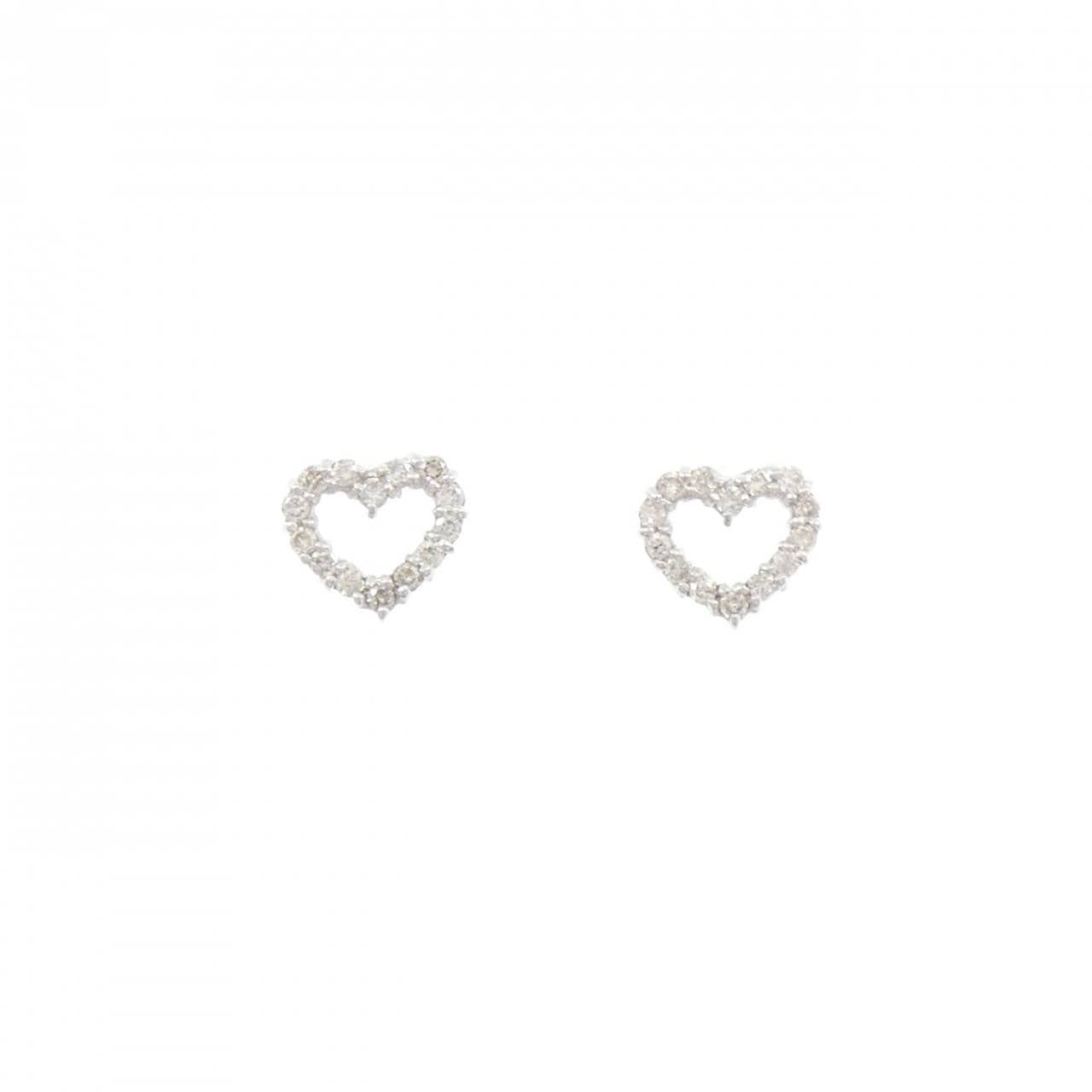 K18WG ハート ダイヤモンド ピアス 0.20CT