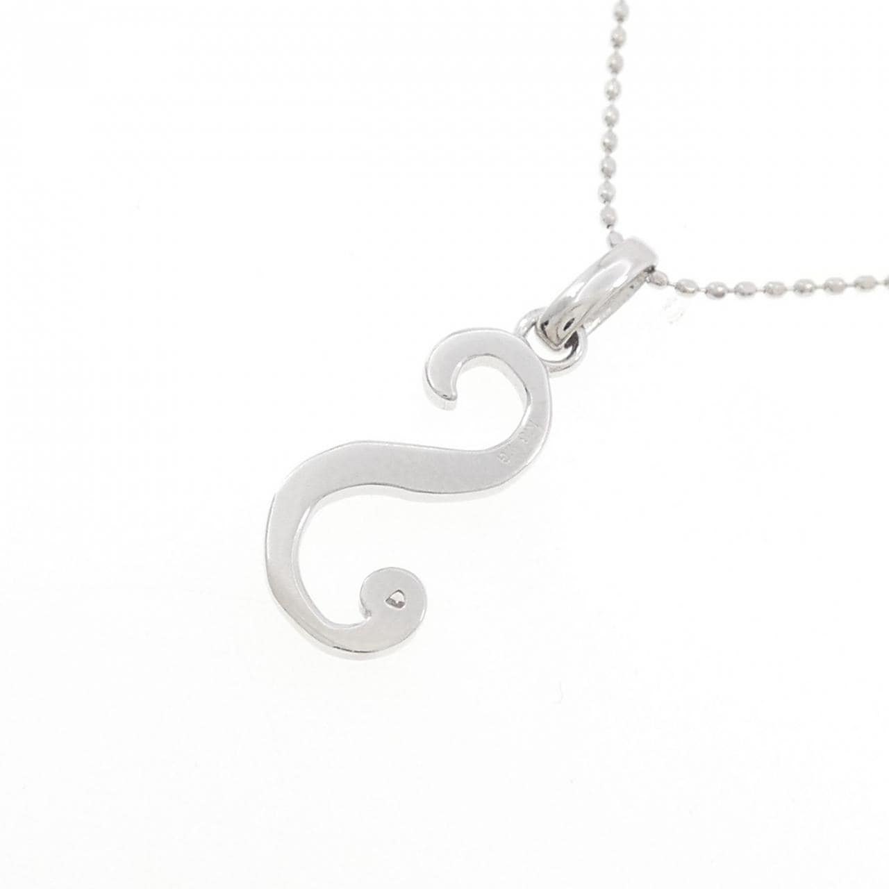 K18WG イニシャルS ダイヤモンド ネックレス