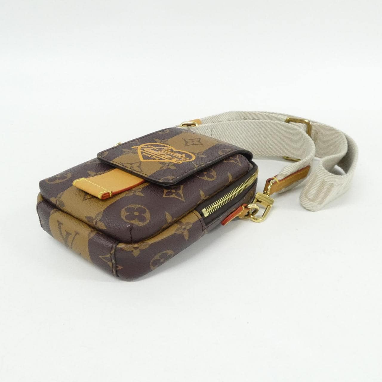 ルイヴィトン モノグラム ストライプ(LVスクエアード) ダブル フォン ポーチ M81005 ショルダーバッグ