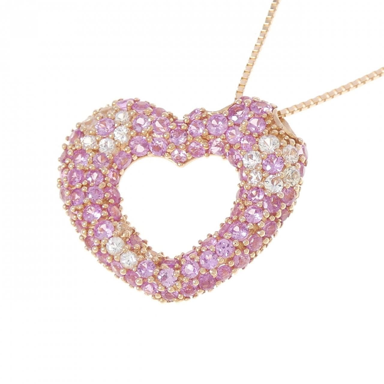 K18PG ハート サファイヤ ネックレス 1.55CT