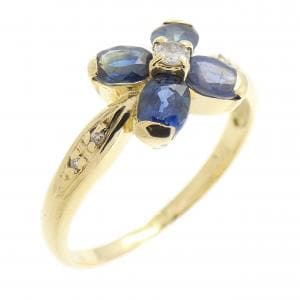 K18YG フラワー サファイヤ リング 0.35CT