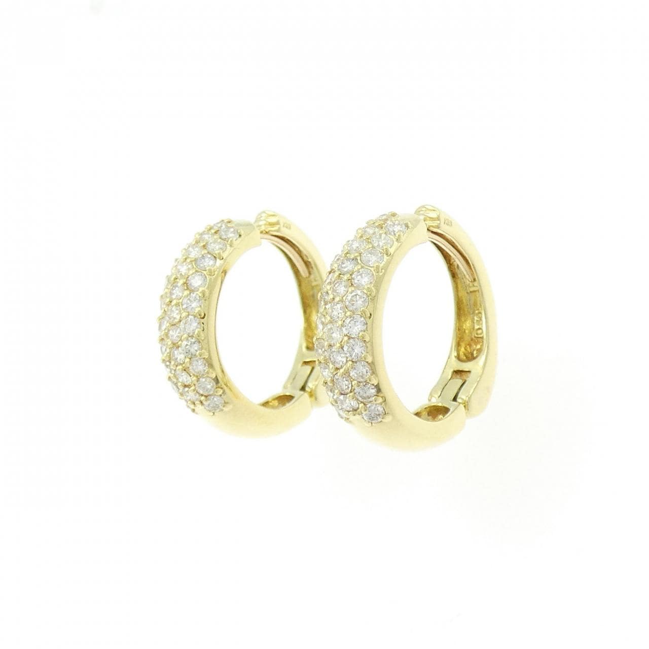 K18YG パヴェ ダイヤモンド フープ ピアス 1.00CT