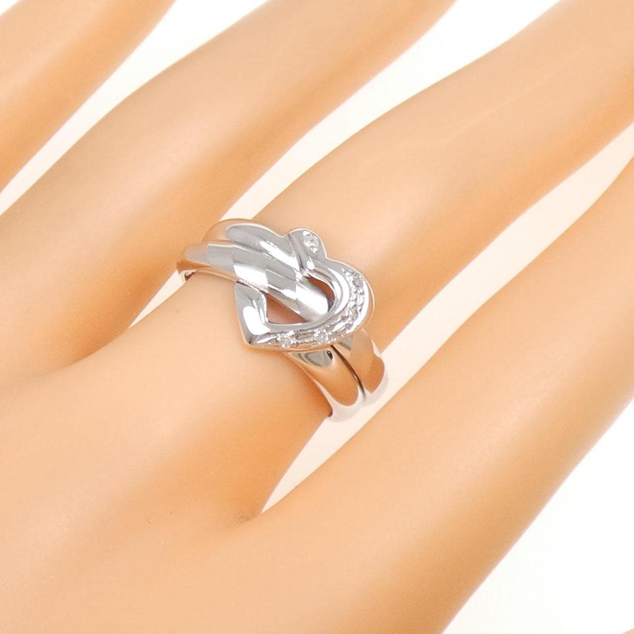 K14WG ハート ダイヤモンド リング