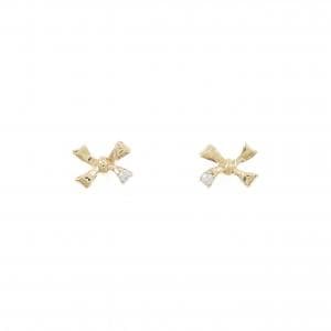 【新品】K10YG リボン ダイヤモンド ピアス 0.02CT