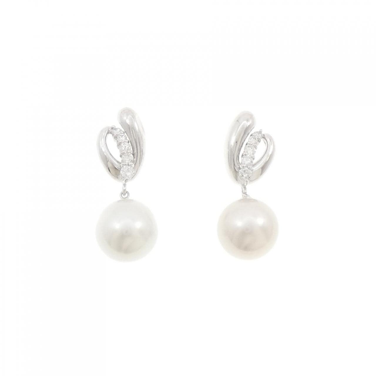 K18WG White Butterfly Pearl Earrings 10.5mm