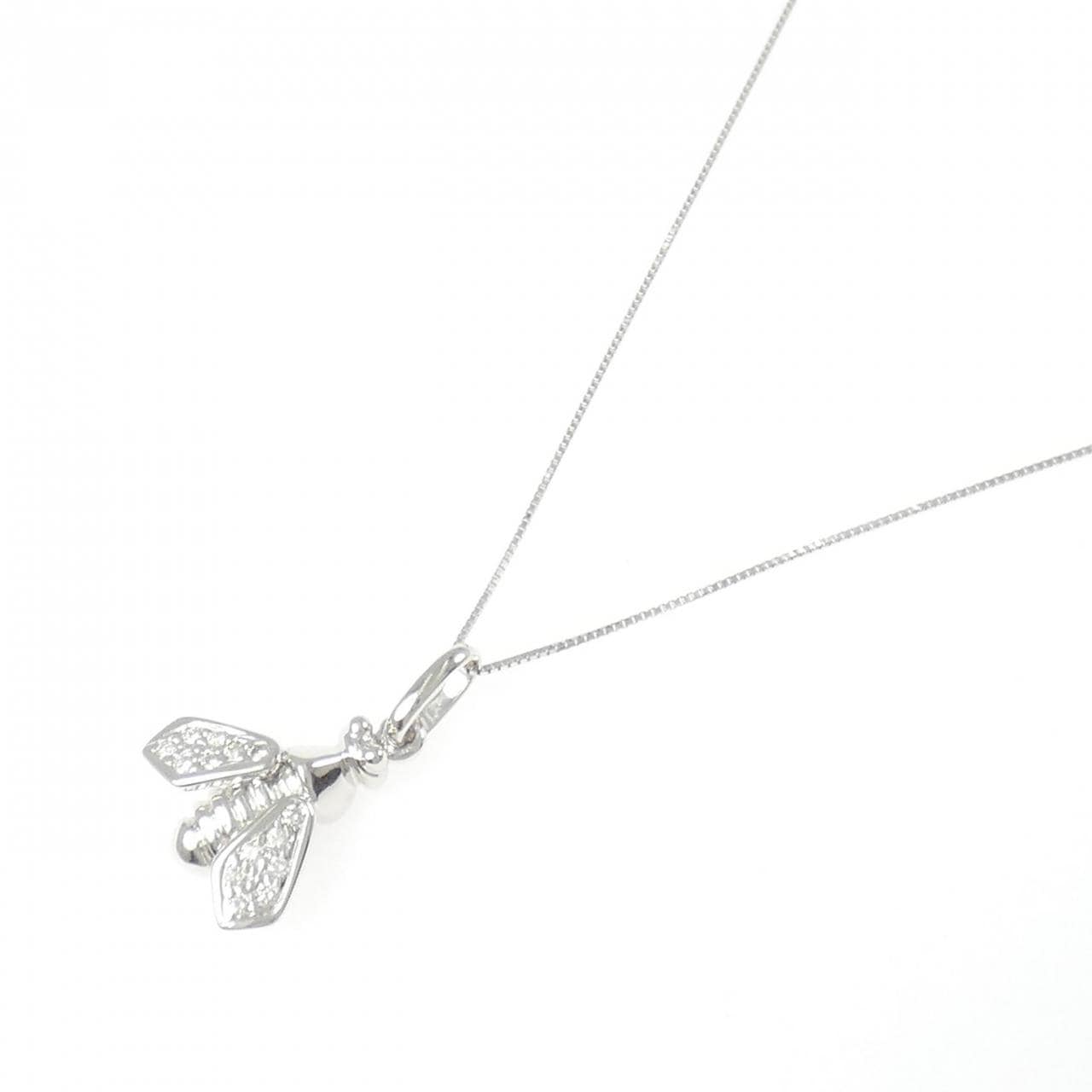 K18WG ビー ダイヤモンド ネックレス 0.26CT