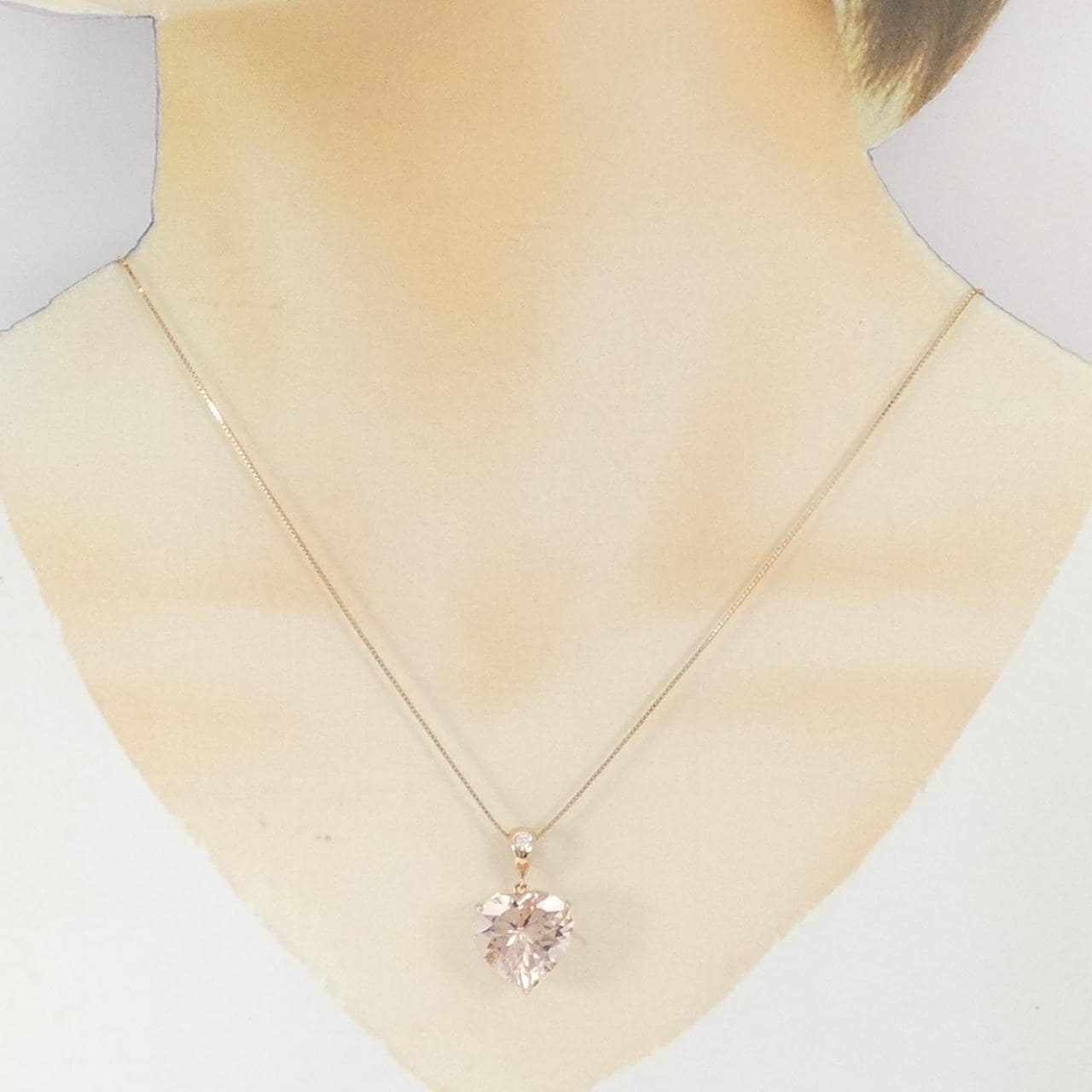 K18PG ハート モルガナイト ネックレス 8.41CT