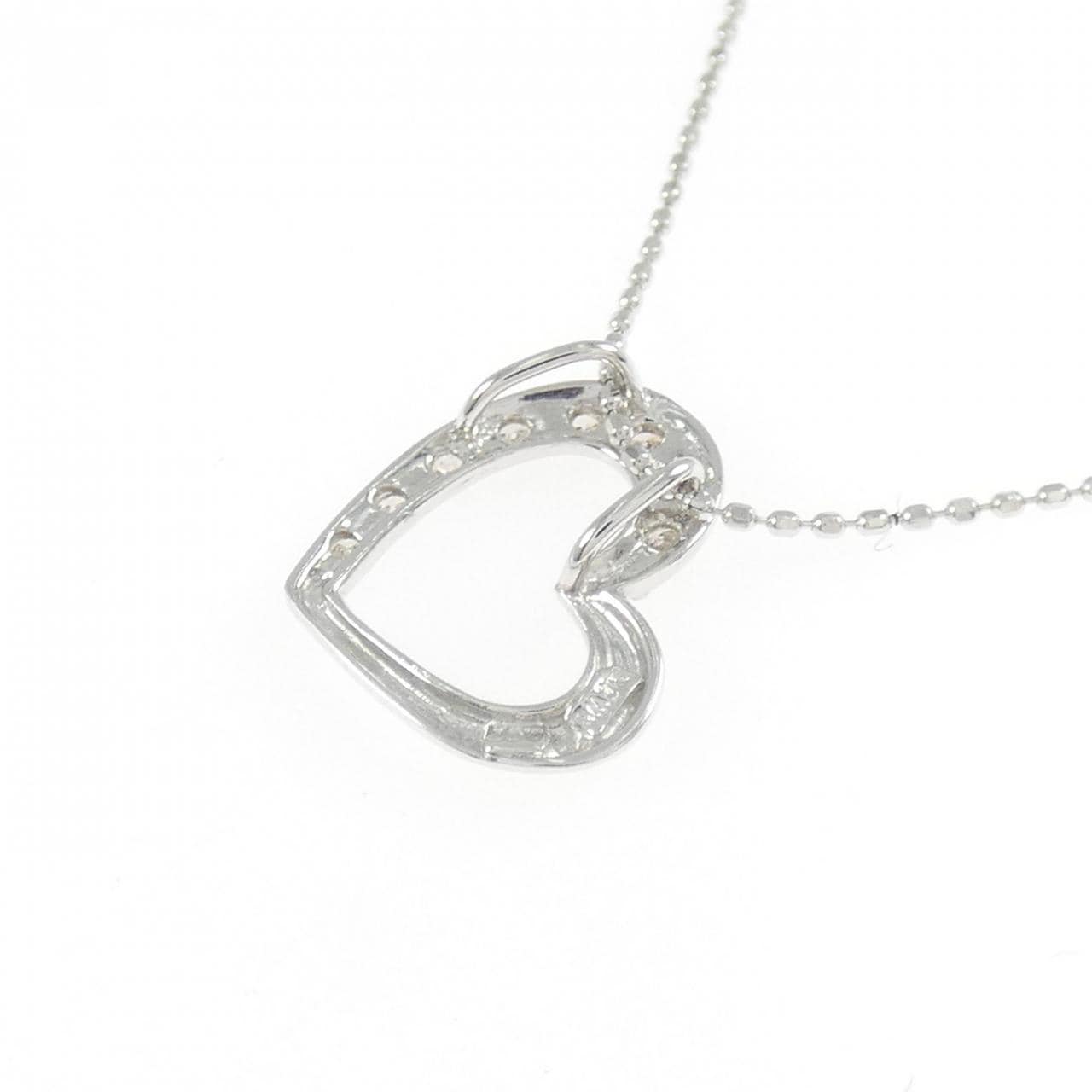 K14WG/14KWG ハート ダイヤモンド ネックレス 0.07CT