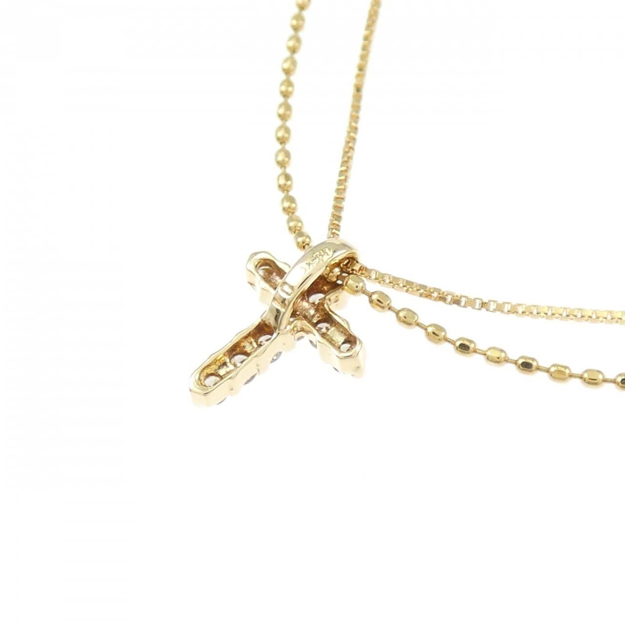 K18YG クロス ダイヤモンド ネックレス 0.1CT