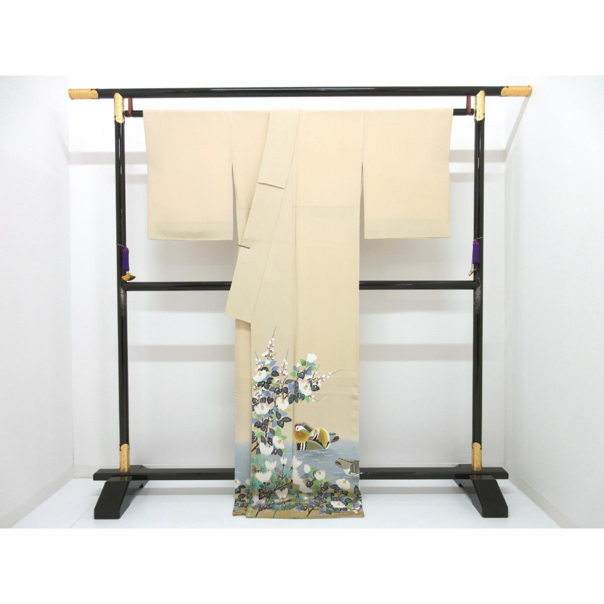 色留袖　丸に三ツ柏　身幅２Ｌ寸【トキオエトキ】