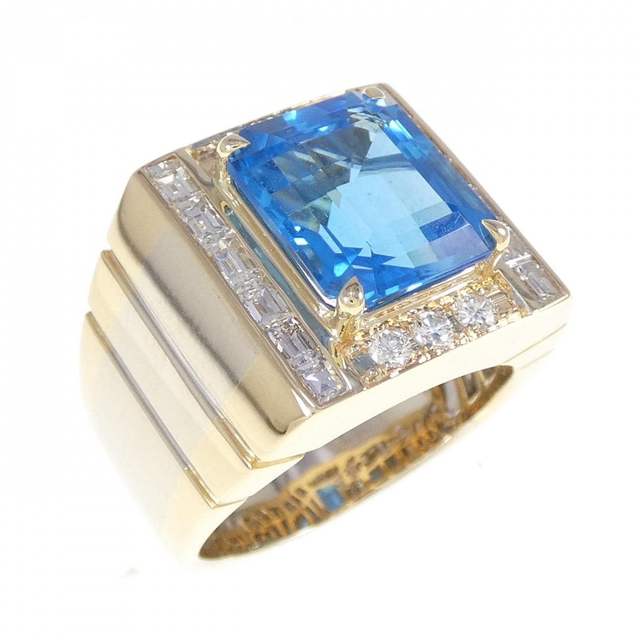 K18YG/K18WG ブルートパーズ リング 7.72CT