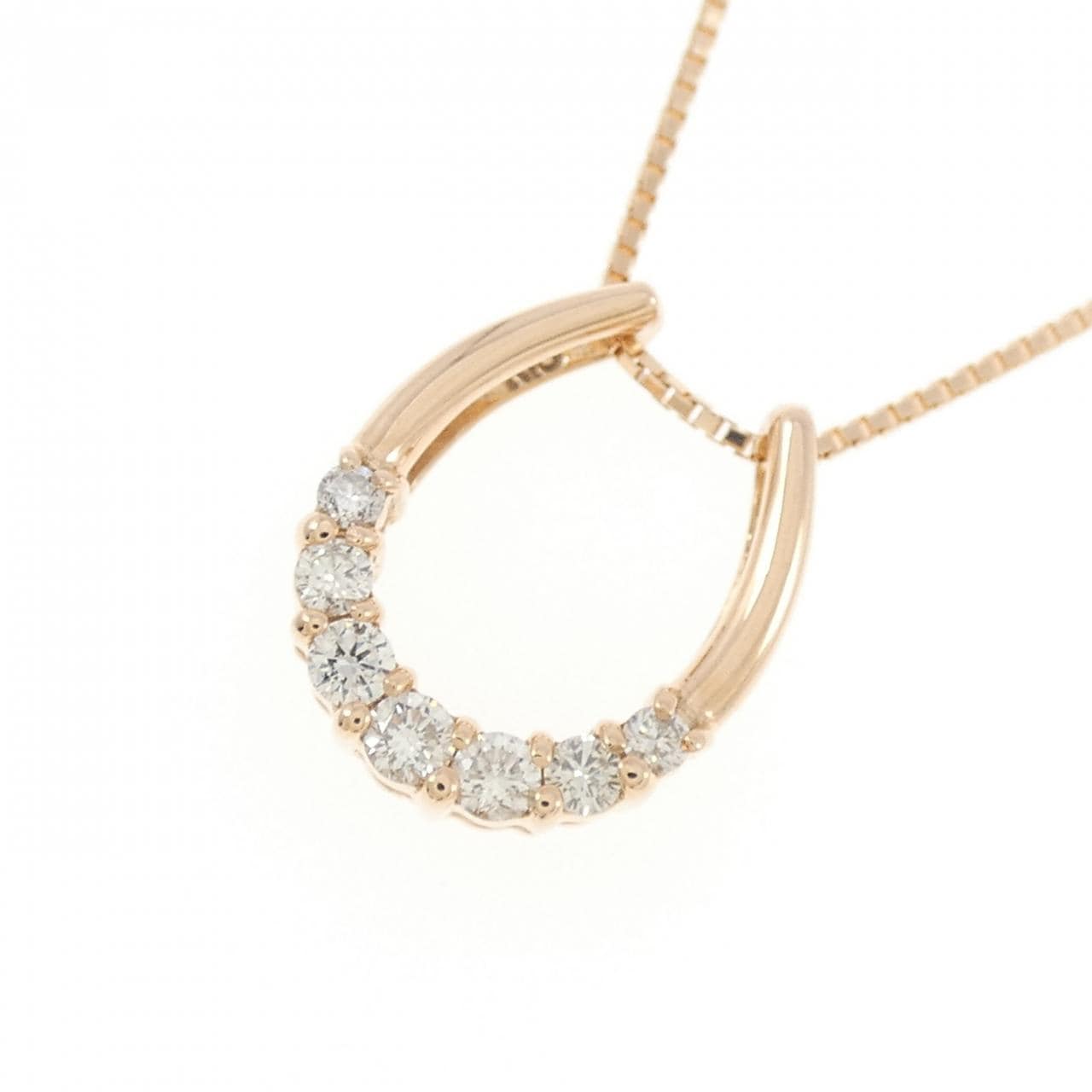 K18PG ホースシュー ダイヤモンド ネックレス 0.25CT