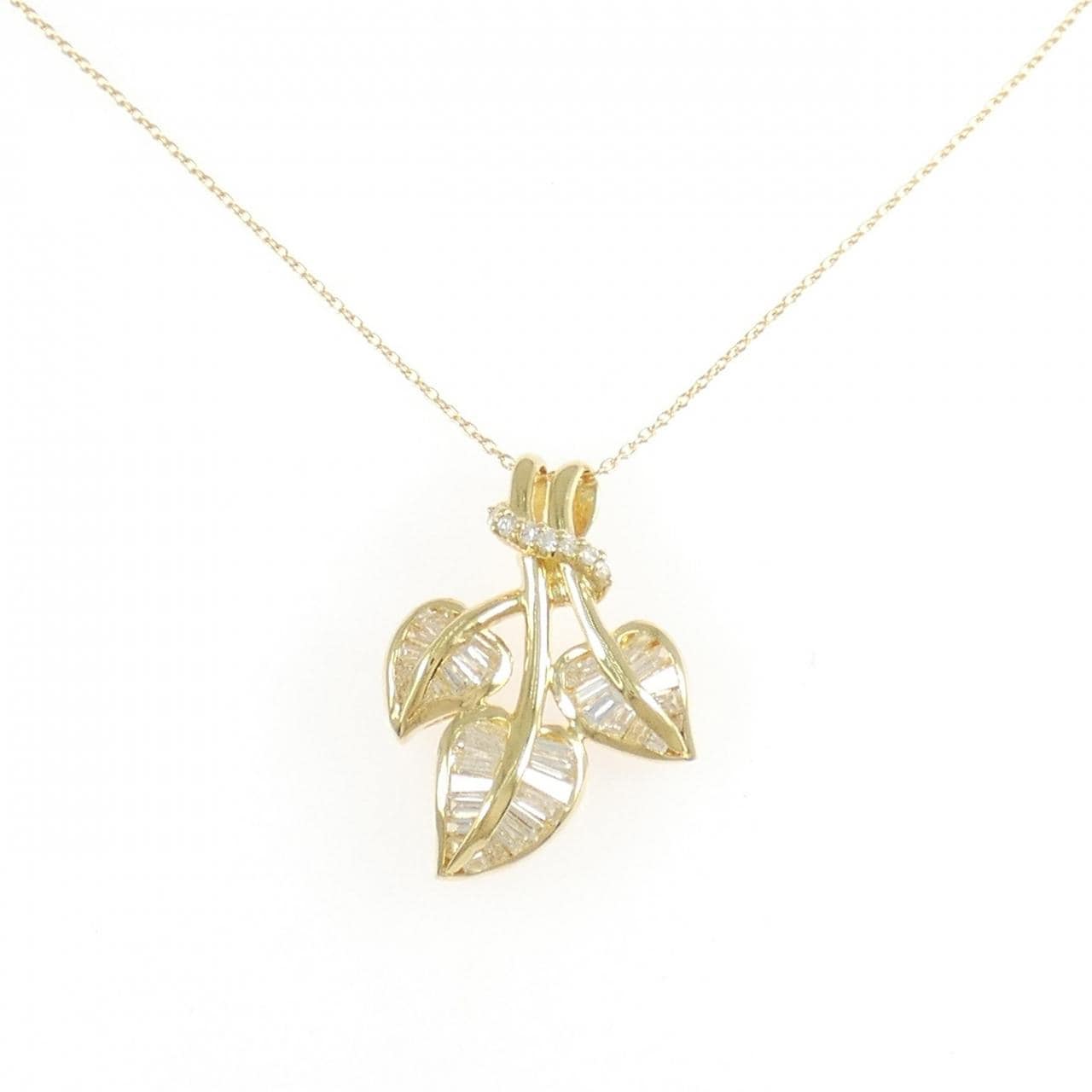 K18YG リーフ ダイヤモンド ネックレス 0.74CT