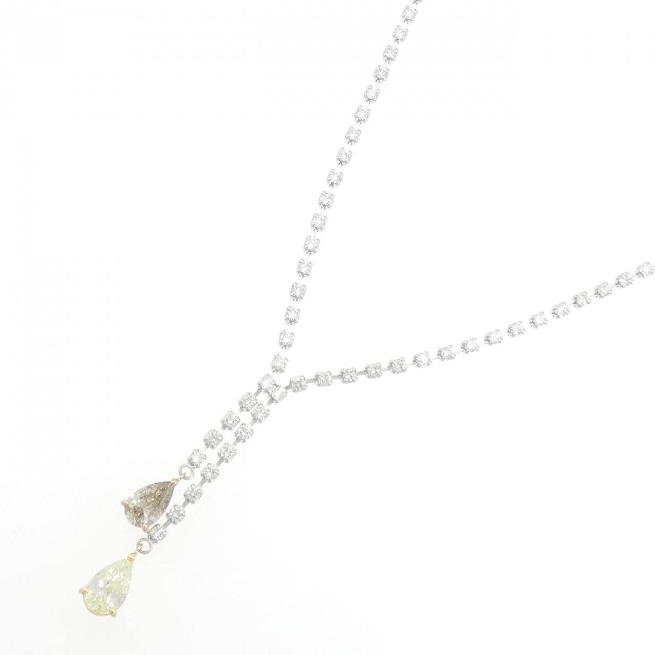 PT850/K18YG/K18PG ダイヤモンド ネックレス 0.564CT L SI1 / 0.520CT LB SI2 ペアシェイプ