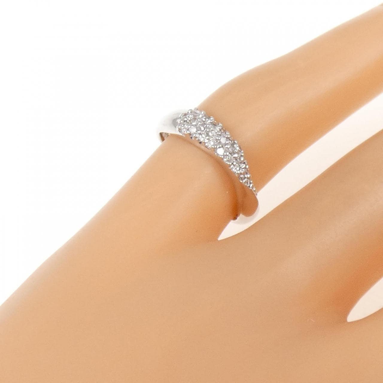 K18WG ダイヤモンド ピンキー リング 0.18CT