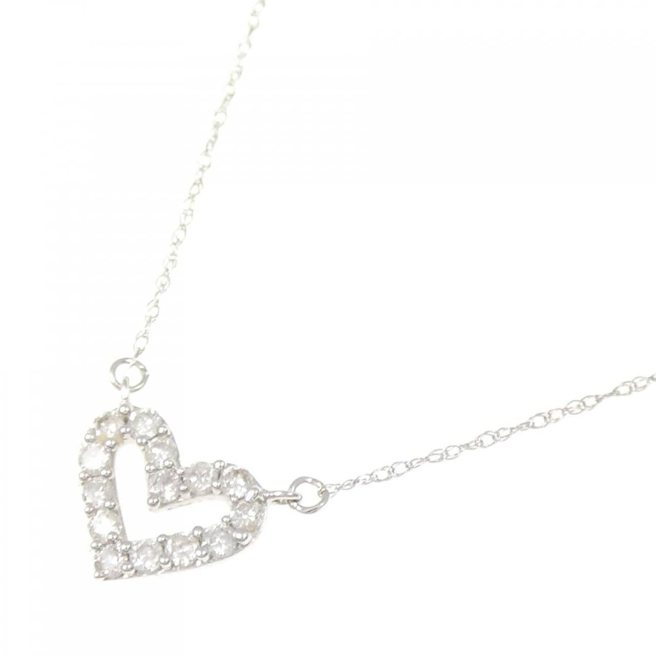 K18WG ハート ダイヤモンド ネックレス 0.20CT