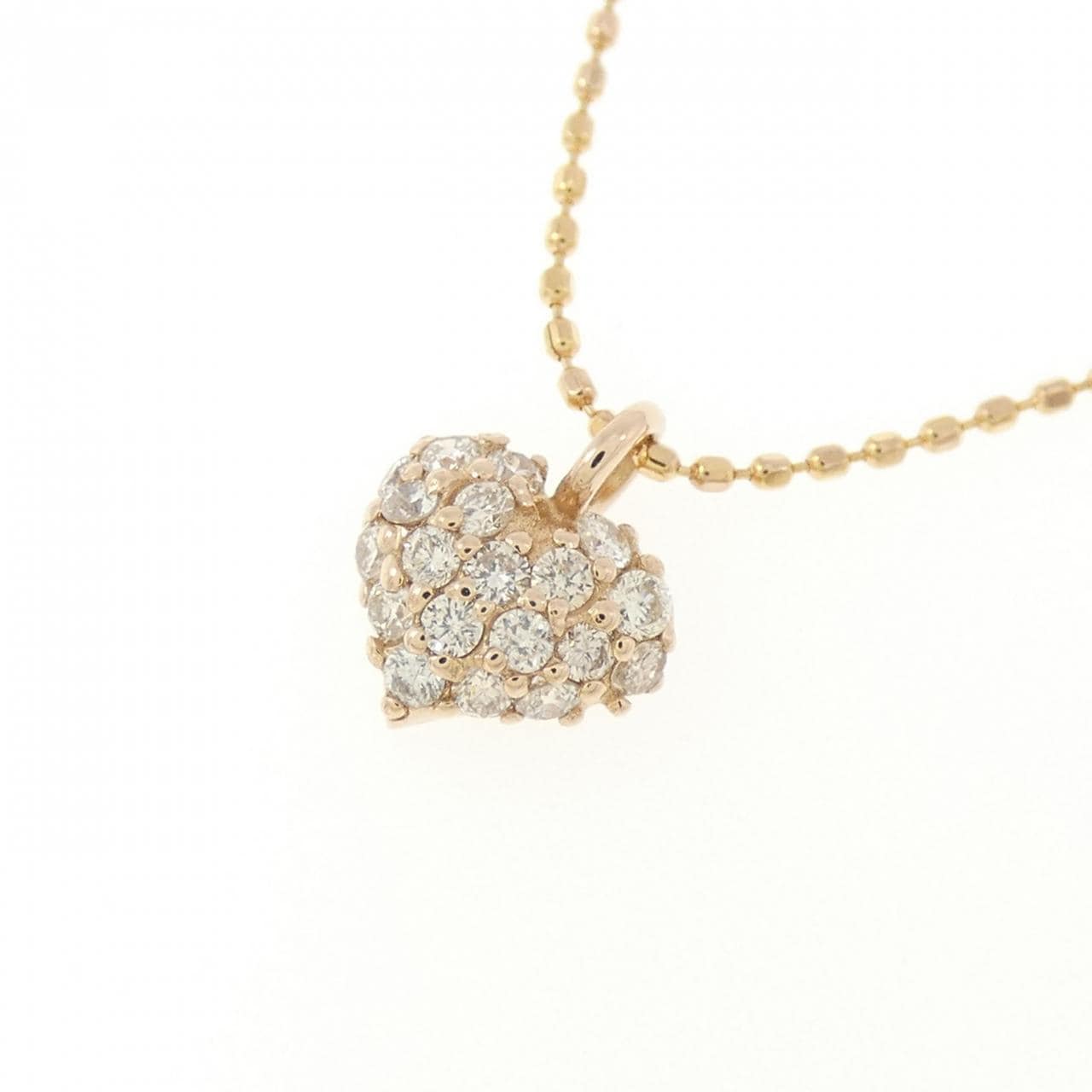 K18PG ハート ダイヤモンド ネックレス 0.19CT