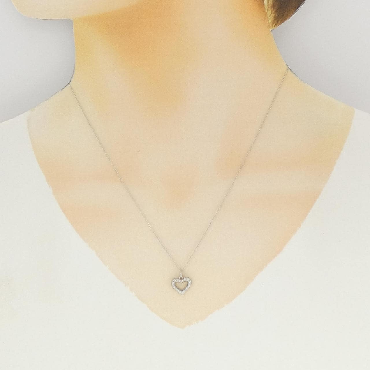 K18WG ハート ダイヤモンド ネックレス 0.20CT