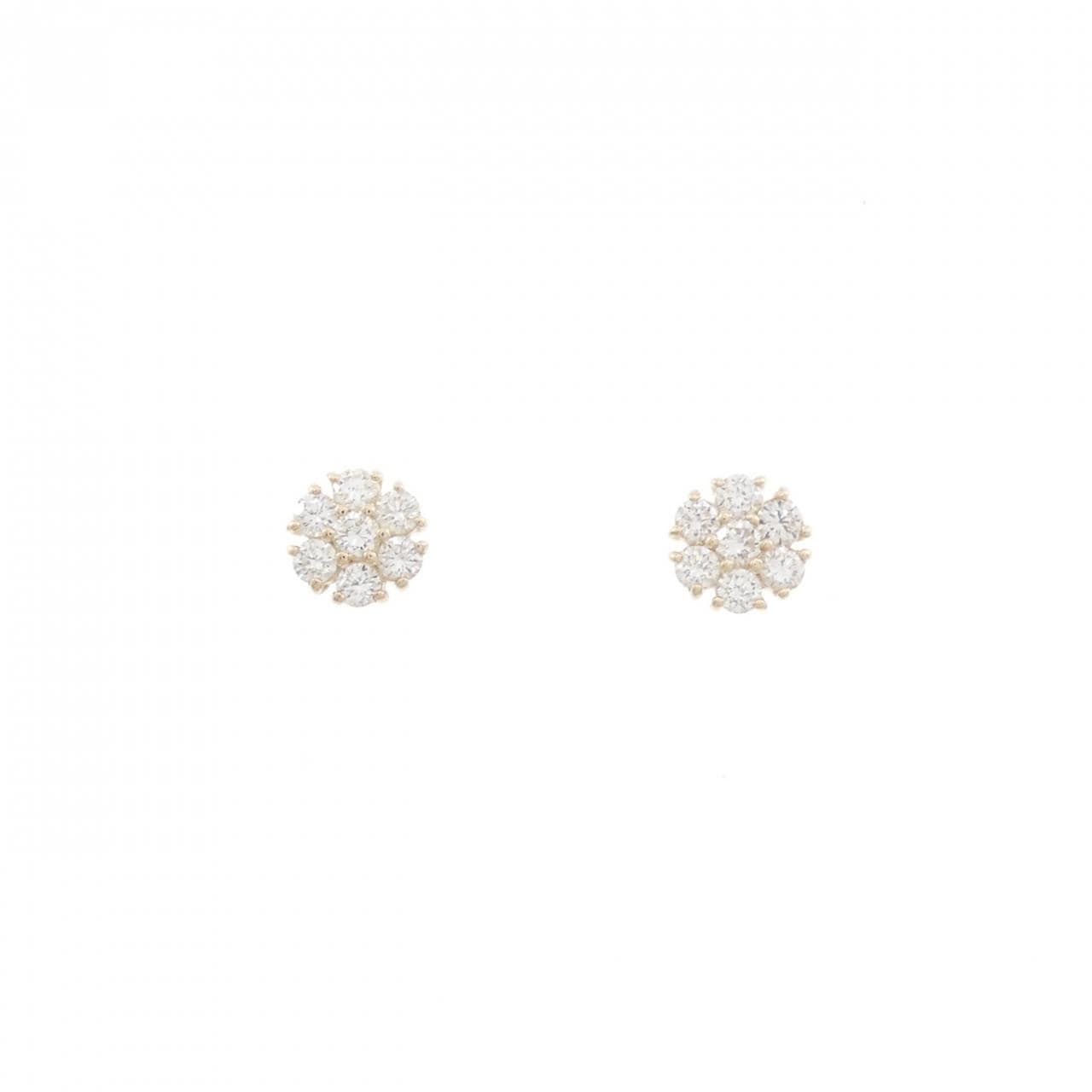 【リメイク】K10YG フラワー ダイヤモンド ピアス 0.30CT