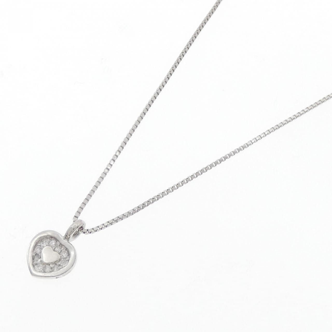 PT ハート ダイヤモンド ネックレス 0.05CT