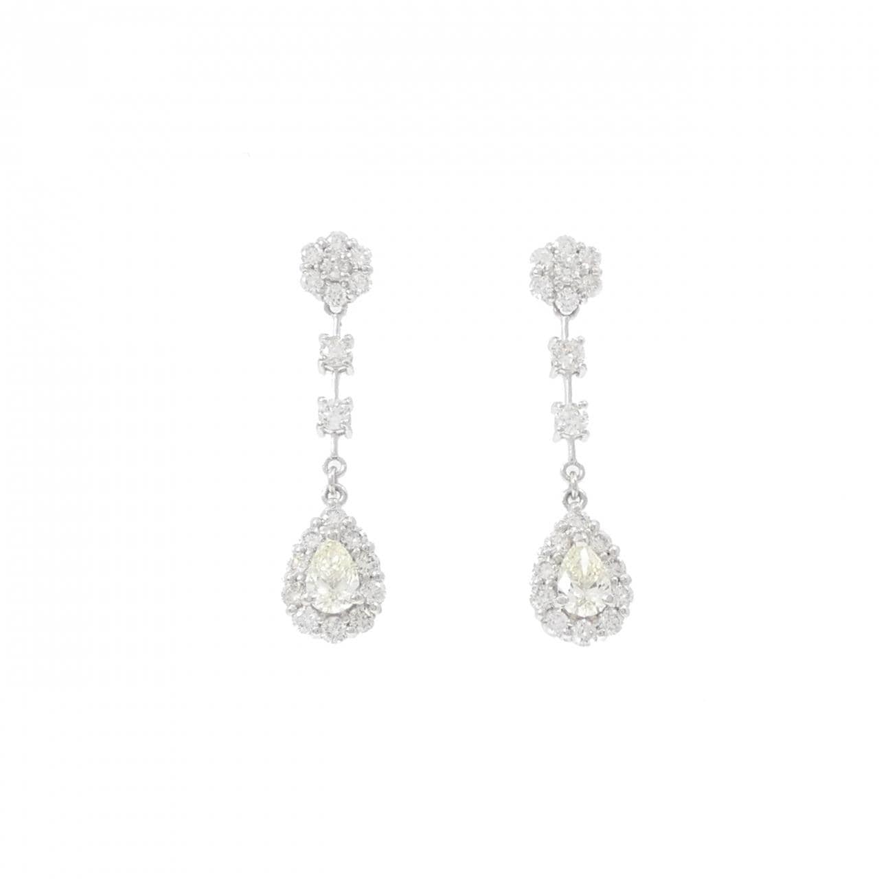 【新品】PT900 フラワー ダイヤモンド ピアス 0.80CT