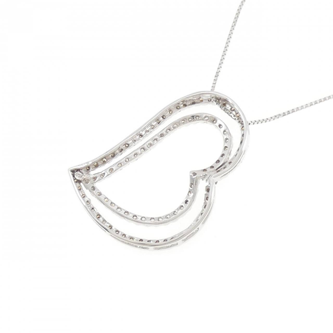 750WG/K18WG ハート ダイヤモンド ネックレス 1.20CT