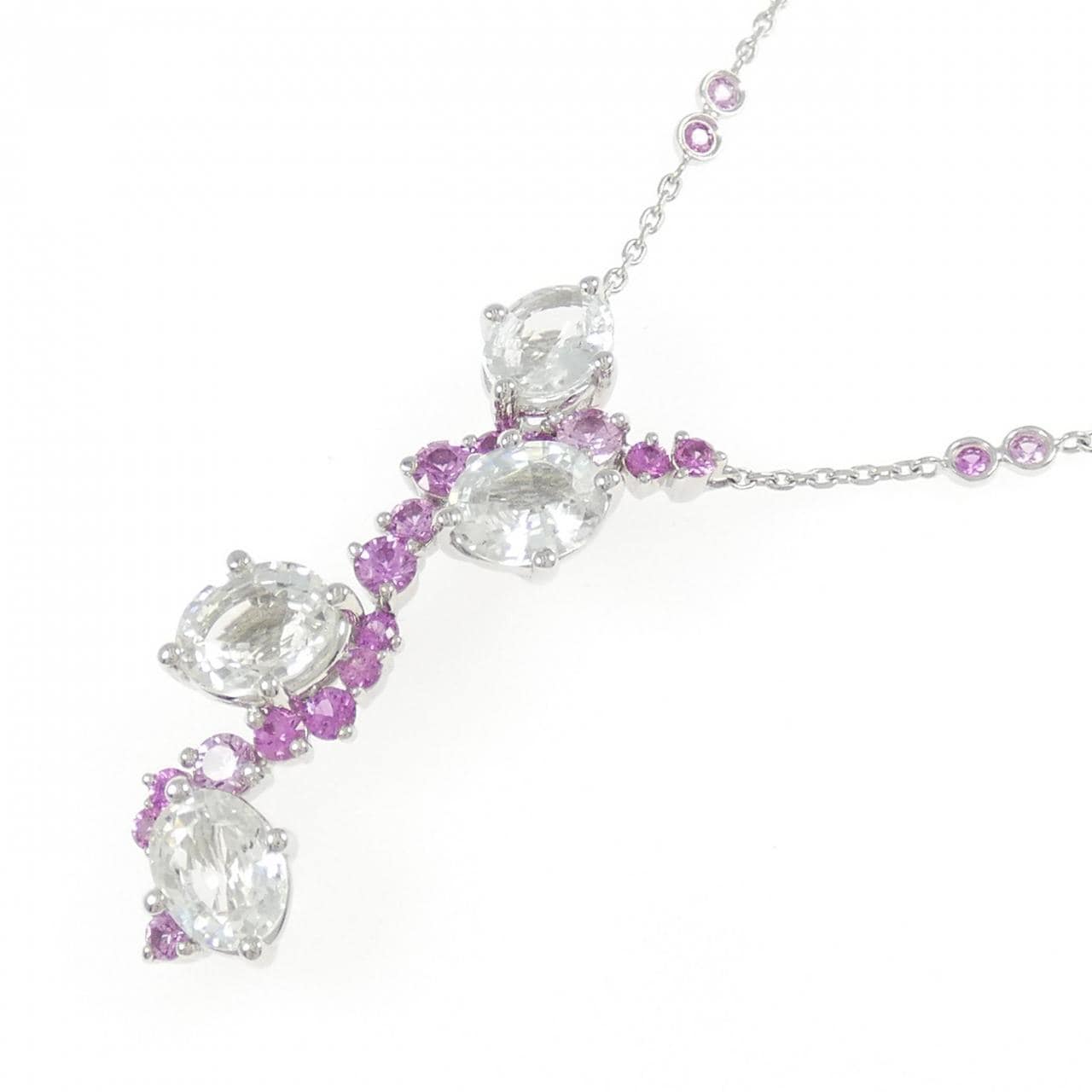 PT900/PT850 ホワイトサファイヤ ネックレス 5.20CT