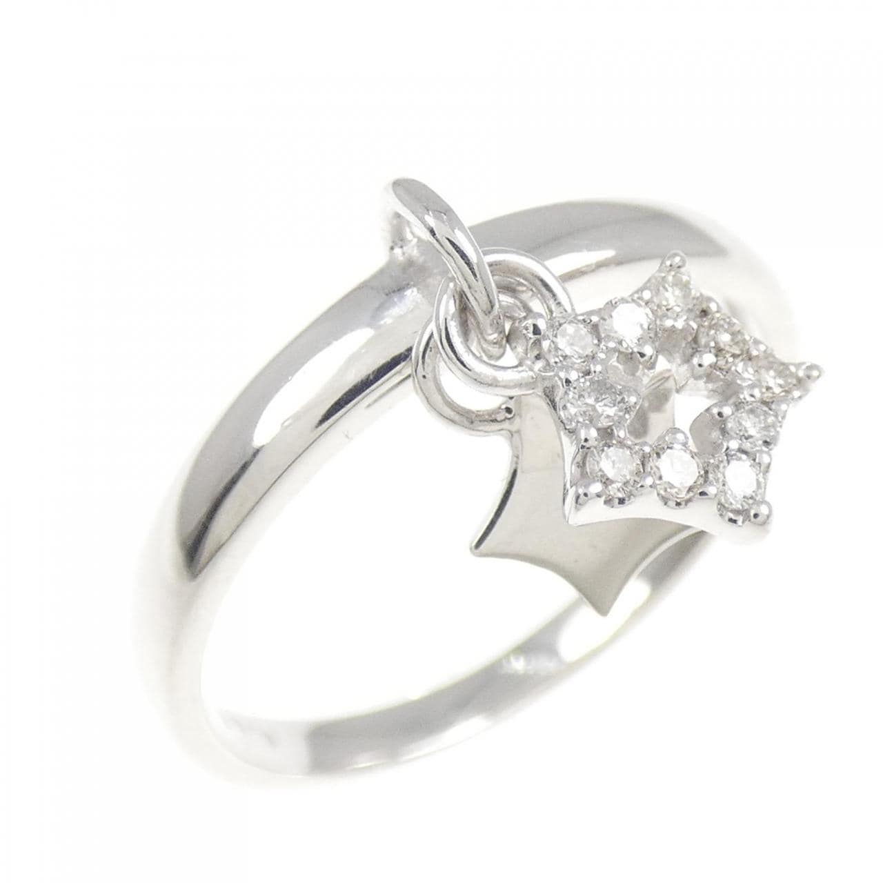 K18WG スター ダイヤモンド リング 0.08CT