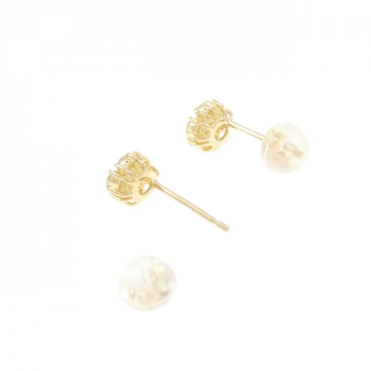【リメイク】K18YG フラワー ダイヤモンド ピアス 0.30CT