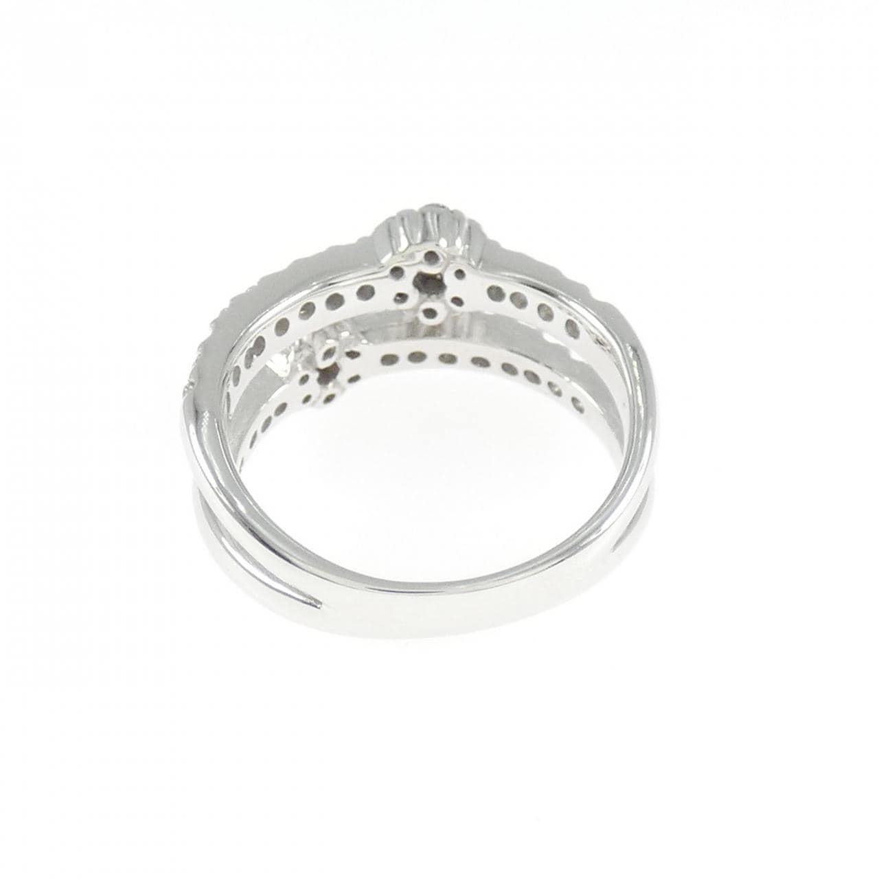 K18WG フラワー ダイヤモンド リング 0.48CT