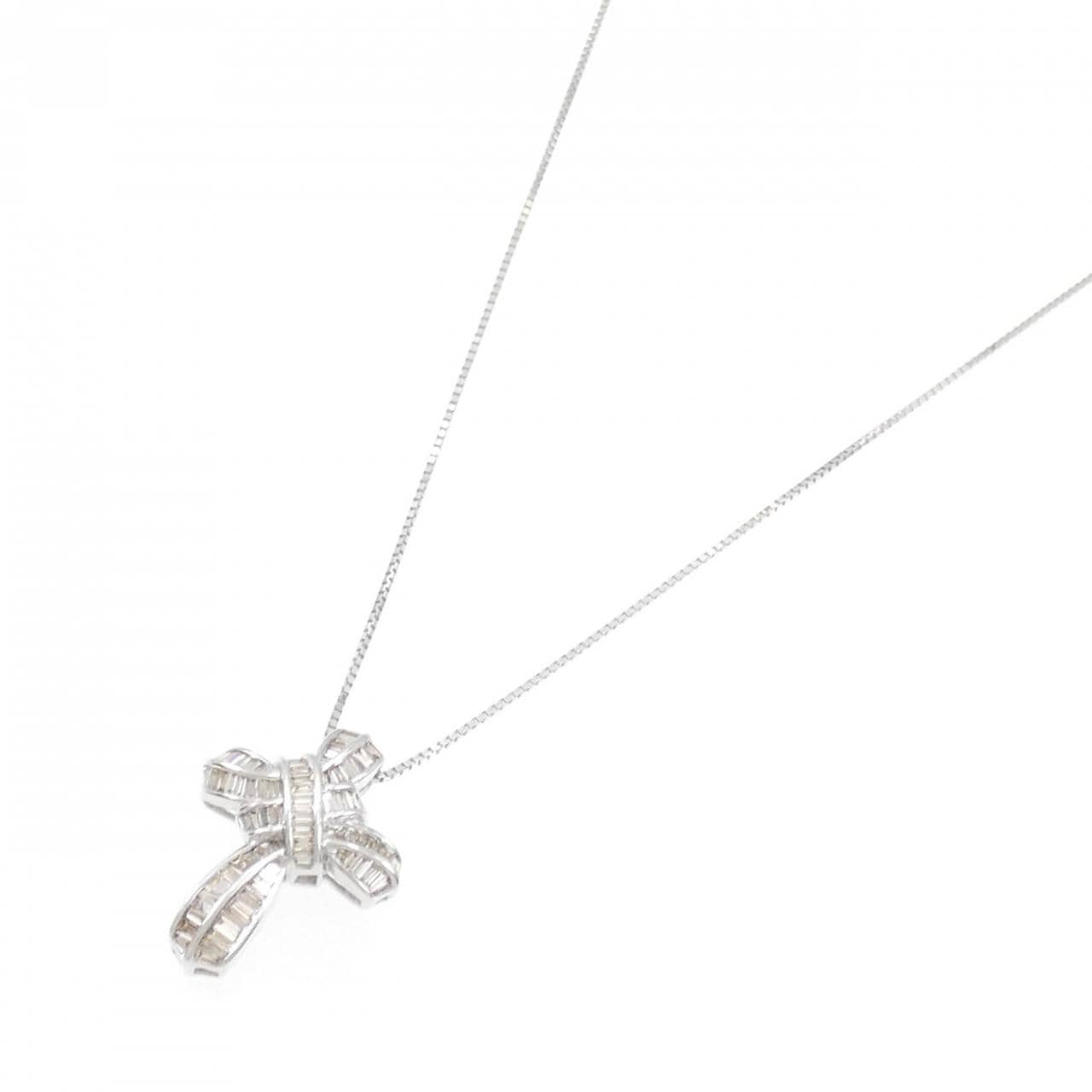 K18WG クロス ダイヤモンド ネックレス 0.65CT