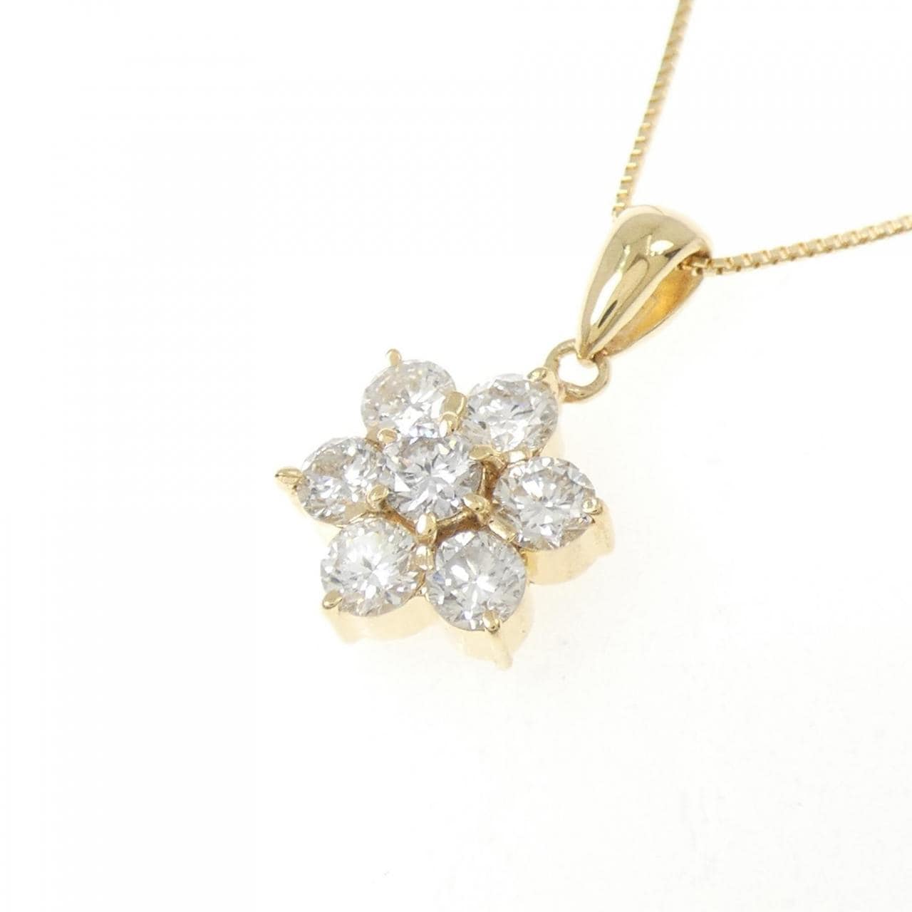 K18YG フラワー ダイヤモンド ネックレス 1.04CT