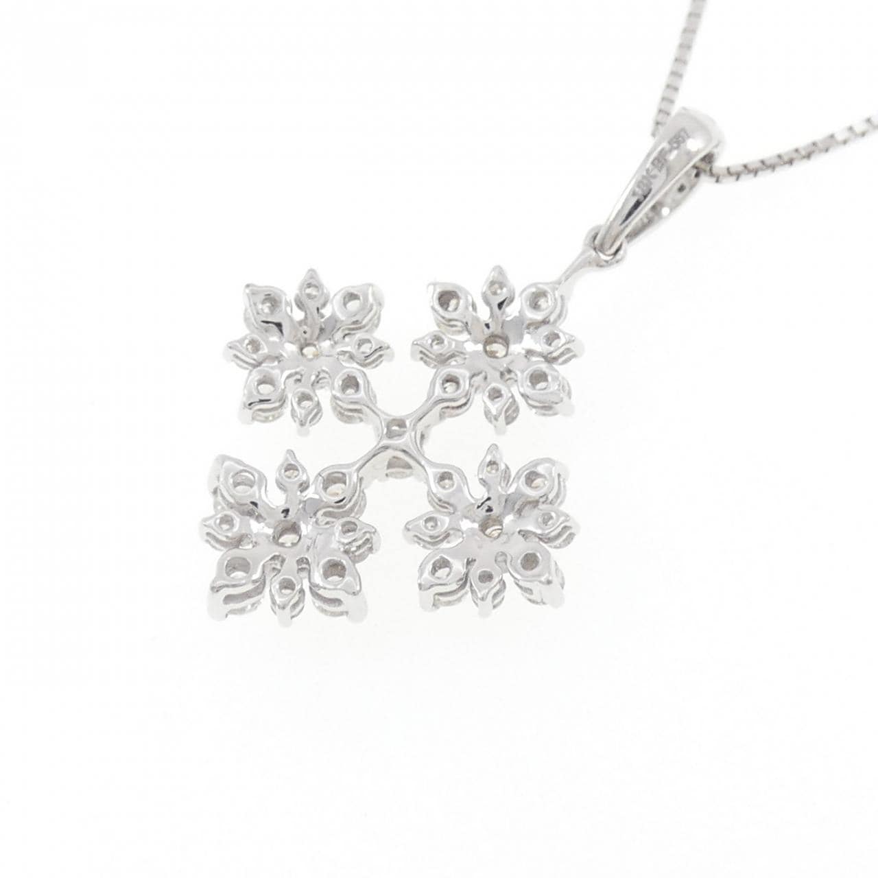 18KWG/K18WG フラワー ダイヤモンド ネックレス 0.80CT