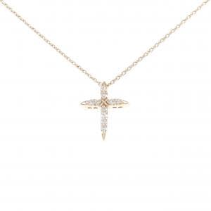 K10PG クロス ダイヤモンド ネックレス 0.17CT