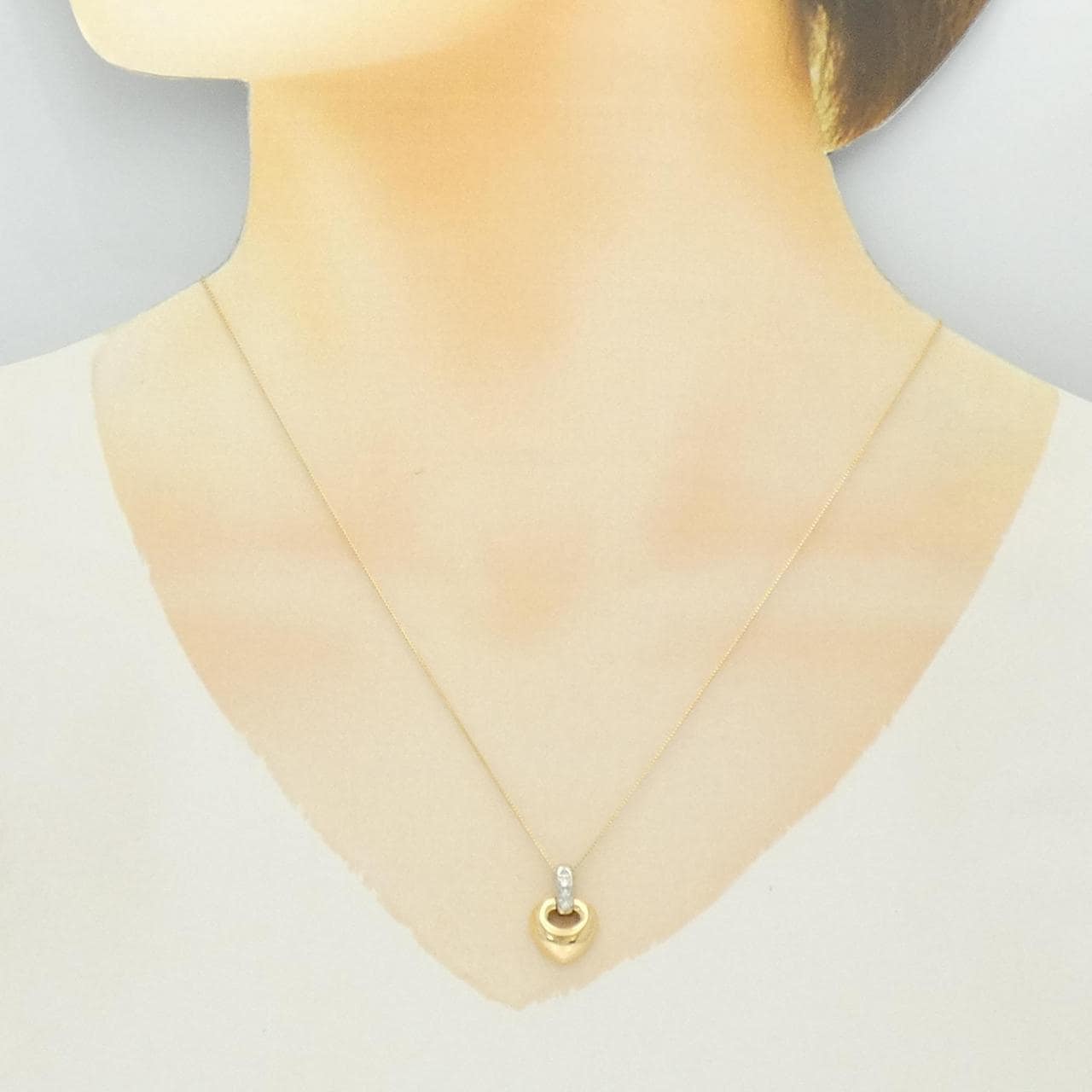 750/PT900/K18 ダイヤモンド ネックレス 0.04CT