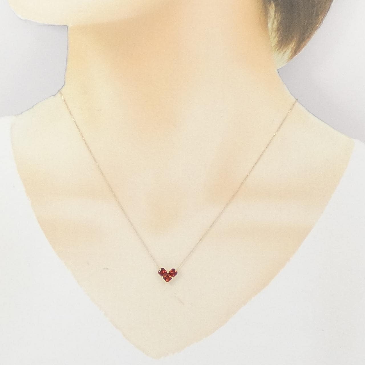 K10YG ハート ガーネット ネックレス