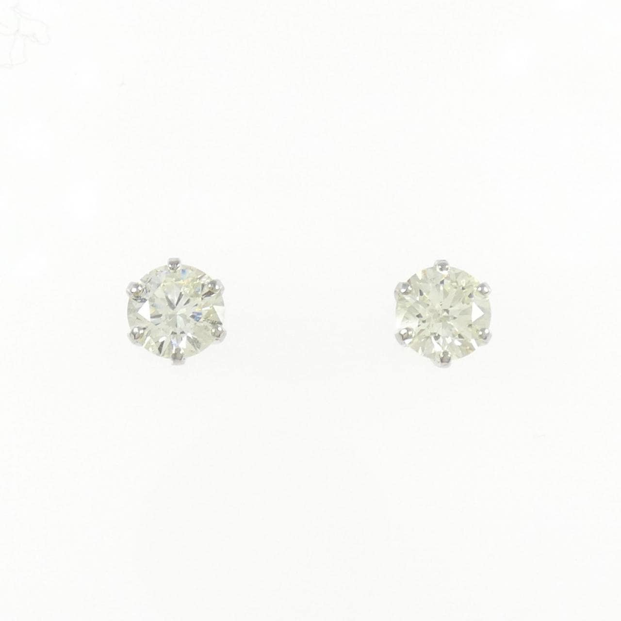 PT900 ソリティア ダイヤモンド ピアス 1.0CT