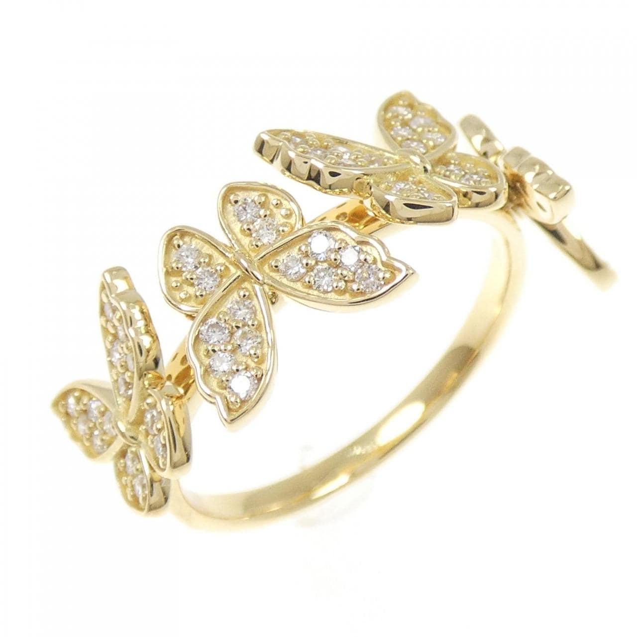 K18YG バタフライ ダイヤモンド リング 0.26CT