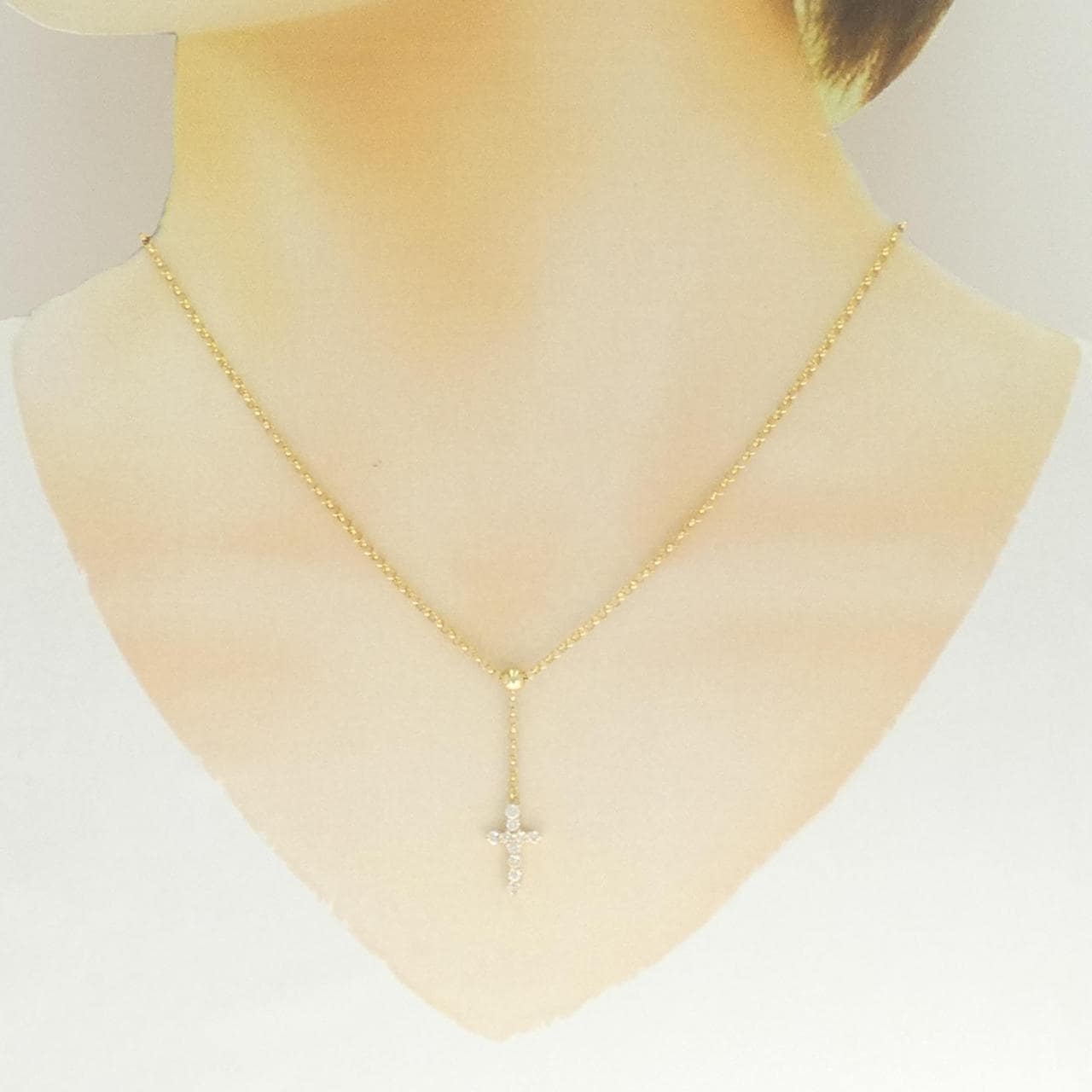 K18YG クロス ダイヤモンド ネックレス 0.33CT