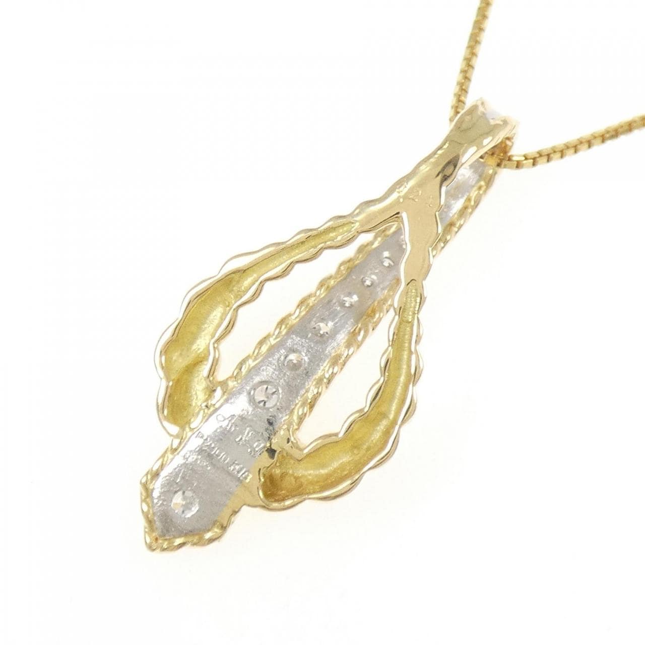 K18YG/PT900 ダイヤモンド ネックレス 0.24CT